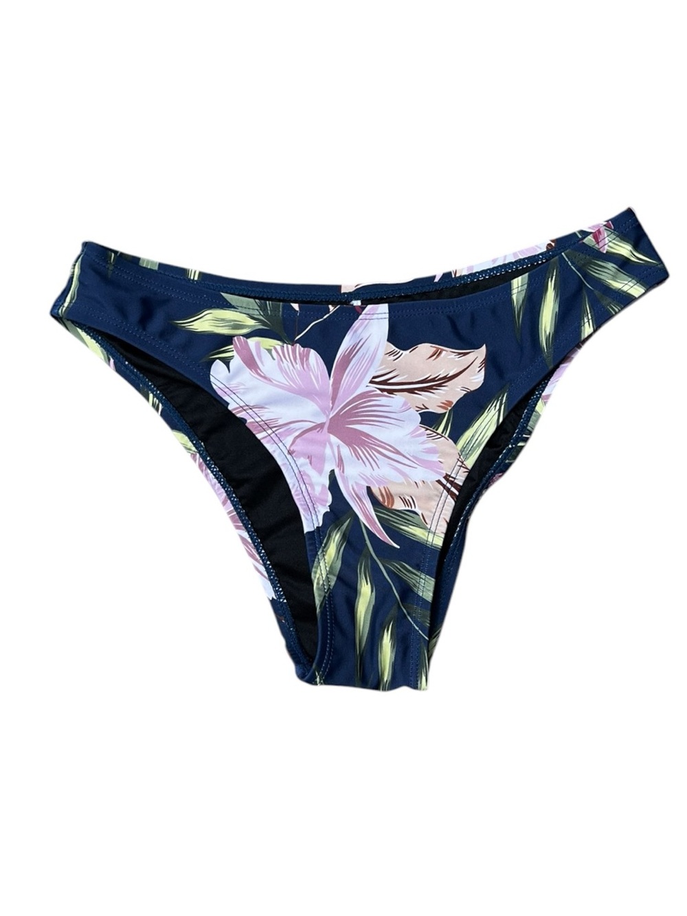 🌻NEW NWOT CUPSHE Floral Cutout Bikini Bottom Navy Low Rise Women's XS